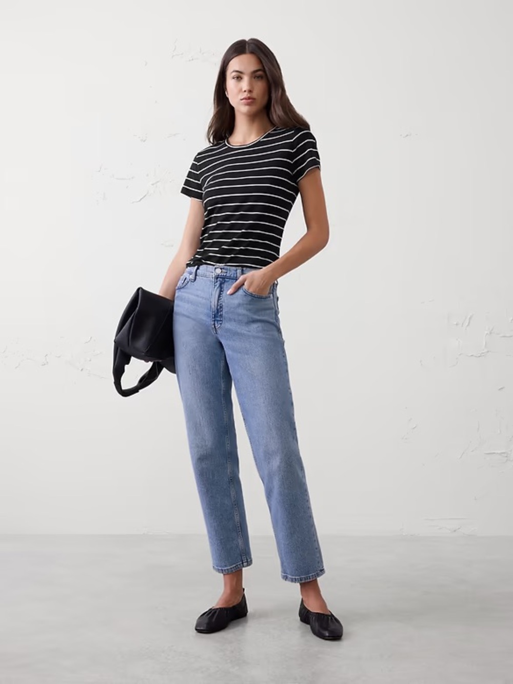 Banana Republic Factory Timeless Tee -  Black & White Short-Sleeve Women's Top